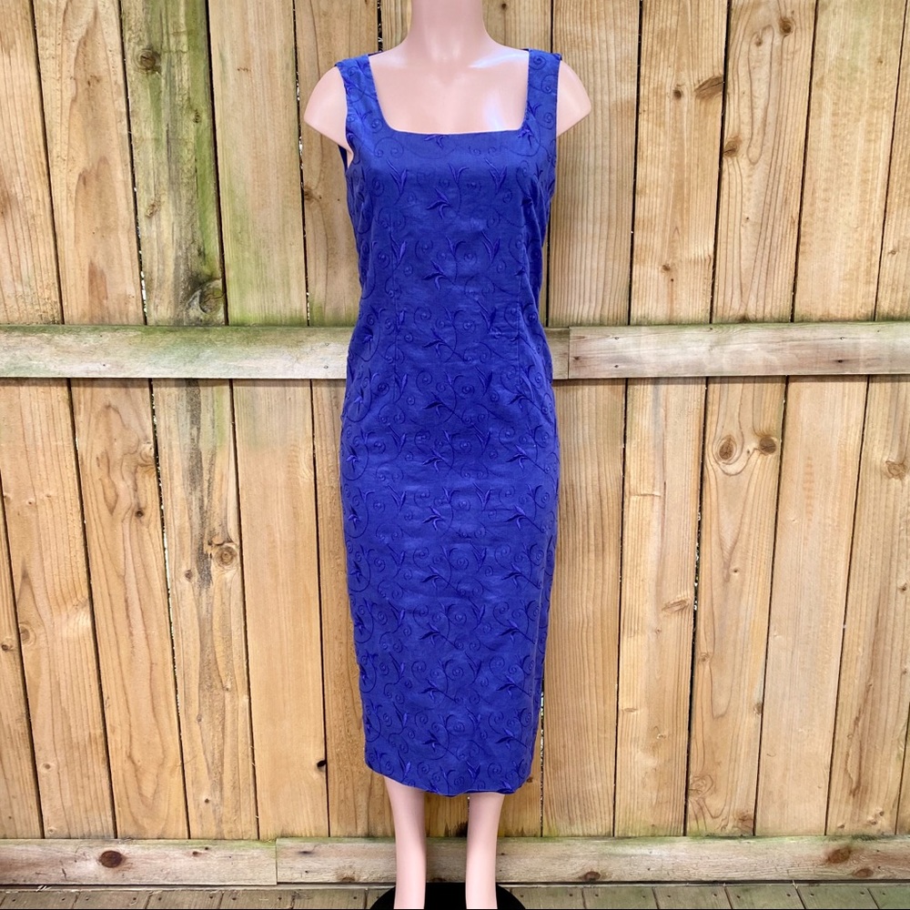 Liz Claiborne Purple Floral Embroidered Dress EUC